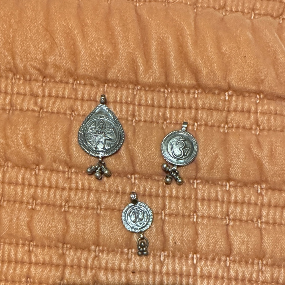 Indian Artisan Sterling deity pendants